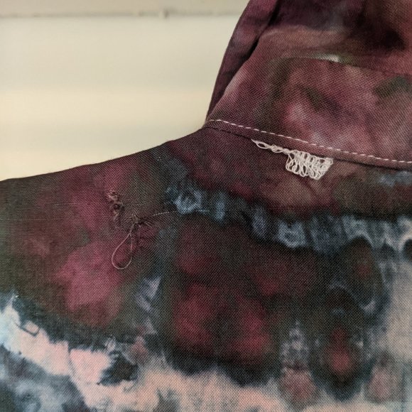 Air to Be Ice Dyed Purple Blue & Green Button Down Tank Top with Collar - Picture 5 of 5